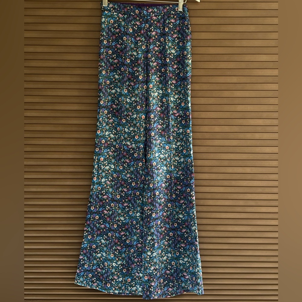 Sandro Floral A-Line Pants - Blue Multicolor